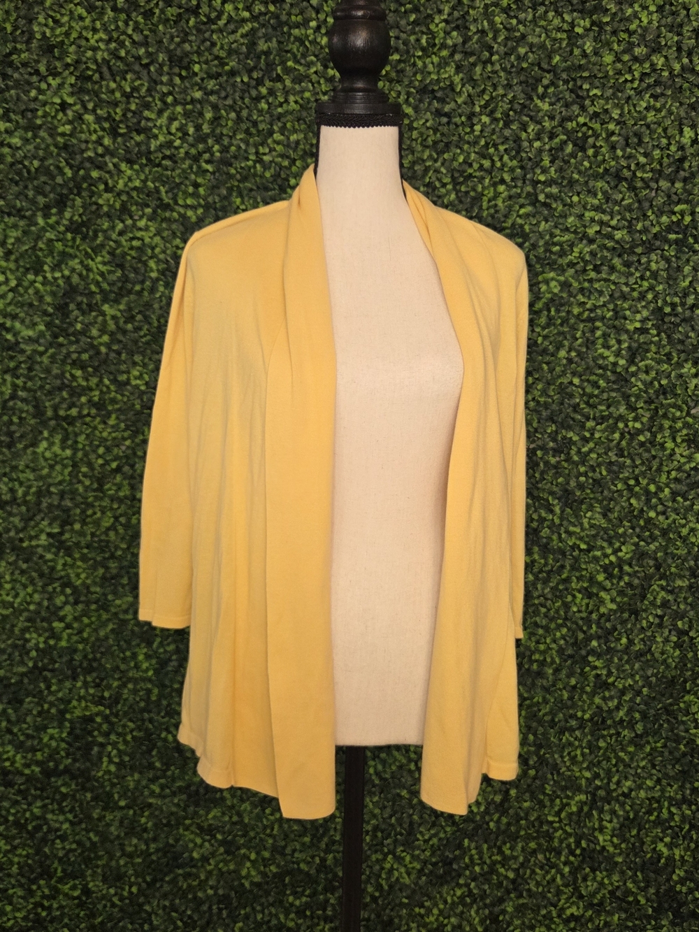 Talbots Petite Pima Cotton Open Front Cardigan Yellow Small